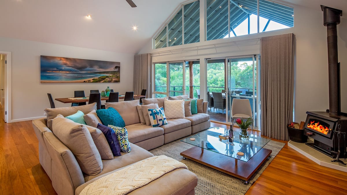 Sky View living room with large windows
