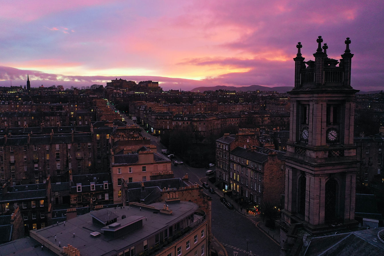 Edinburgh New Town Aerial Photography Sky Pink