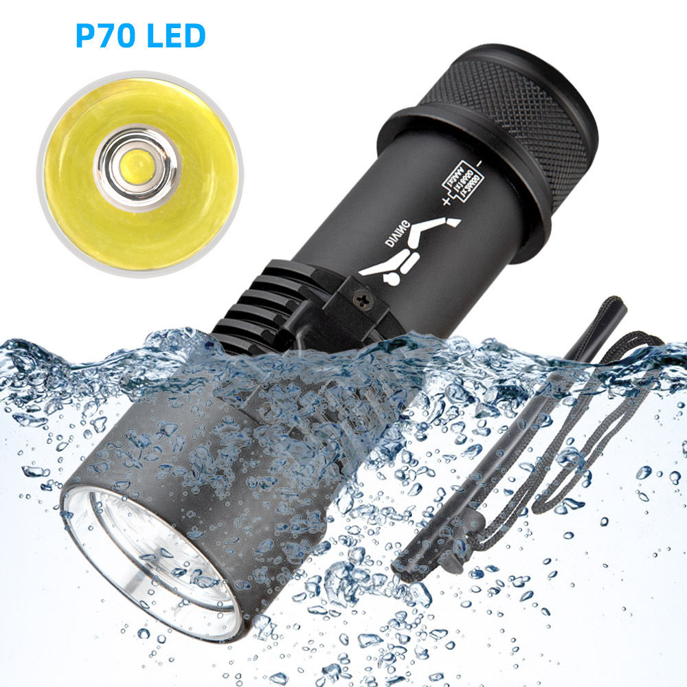 XHP70 High-Intensity Waterproof Flashlight with 26650 Battery