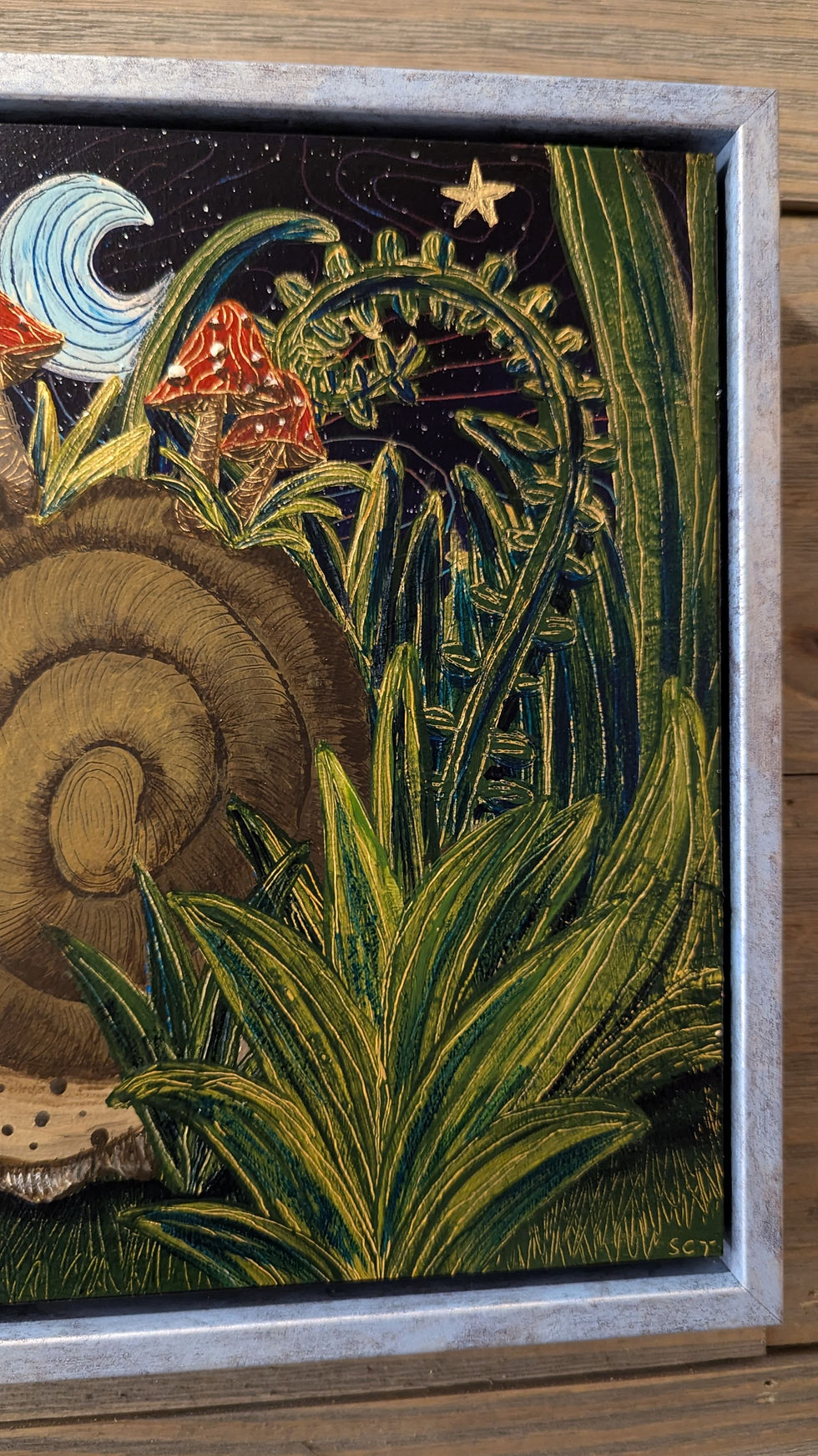 Thumbnail: cottagecore painting of snail with mushrooms
