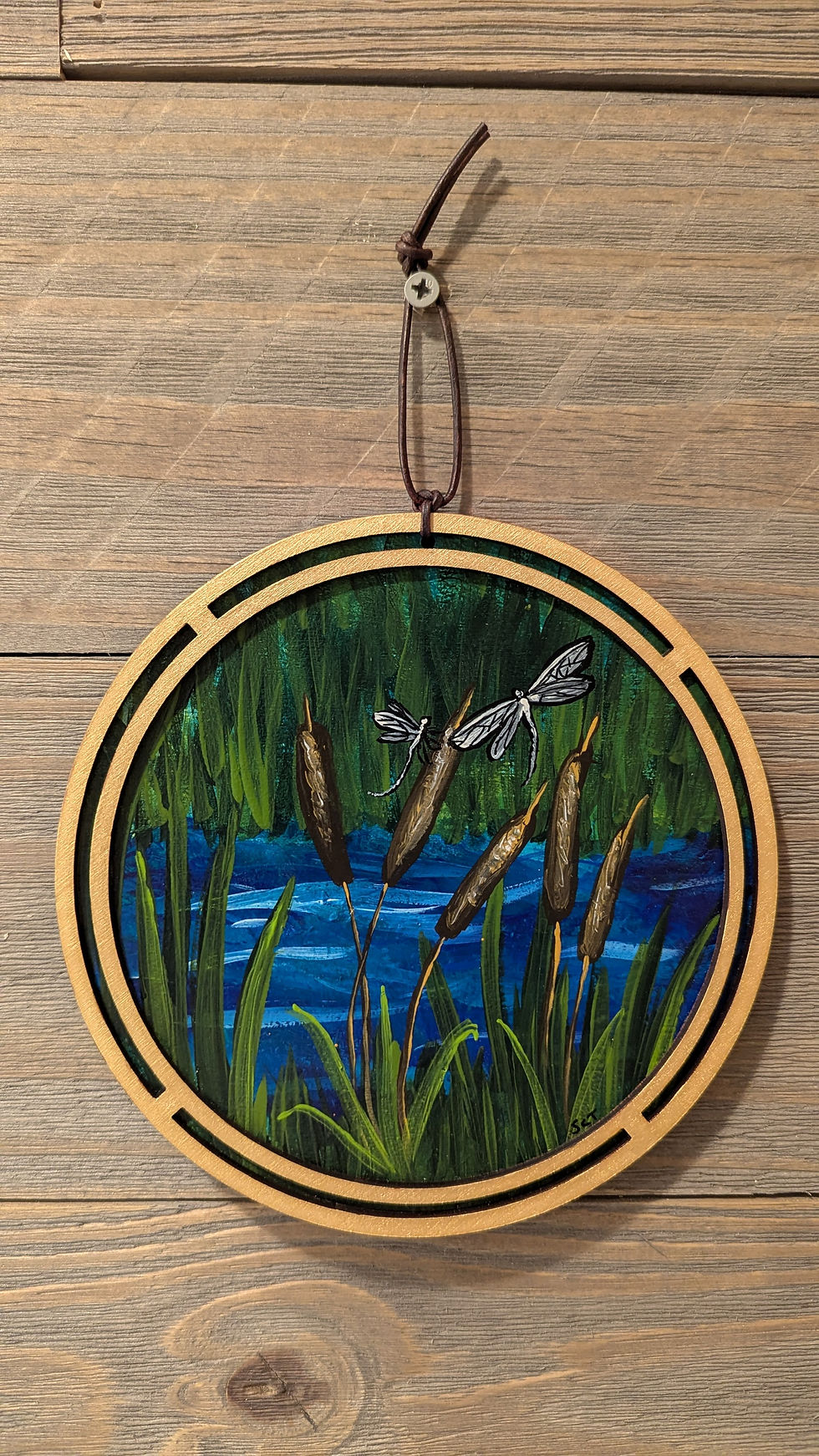 Thumbnail: Still - Dragonfly Art, Cattail Painting, Wetland Wall Decor