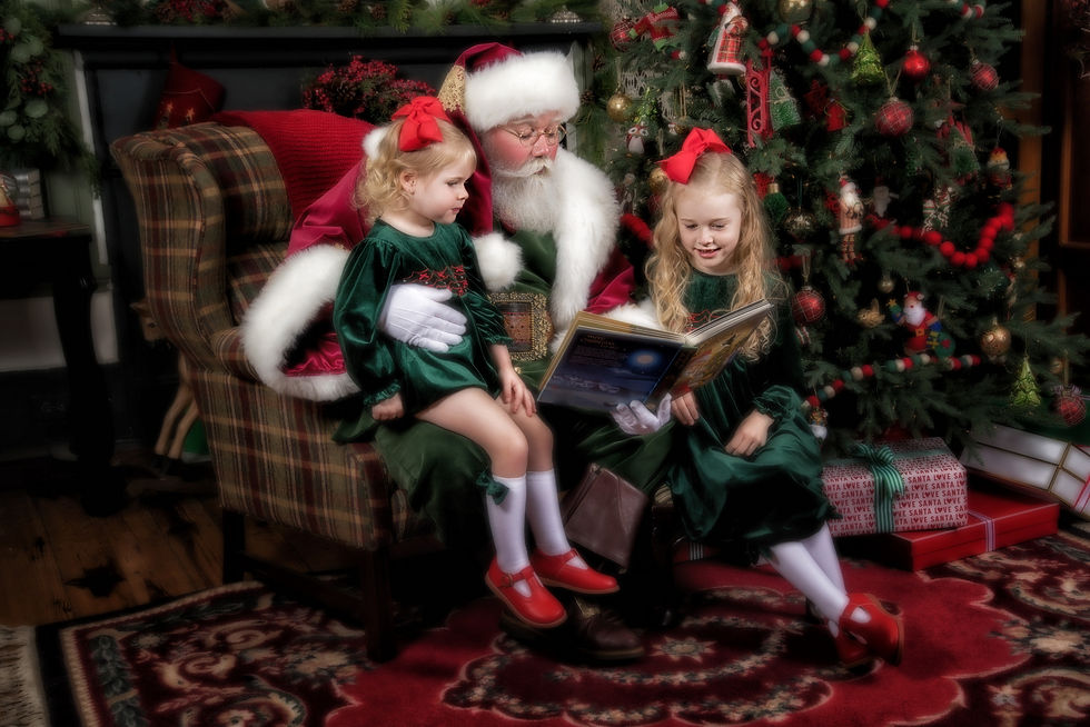 Rock Star Santa reading to kids