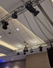 Lighting rig for a Charity Ball featuring 400m of string light hung above to create under the stars.