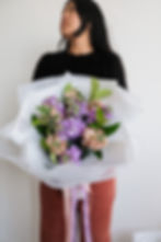 Peach and Purple Stock Flowers with Foliage