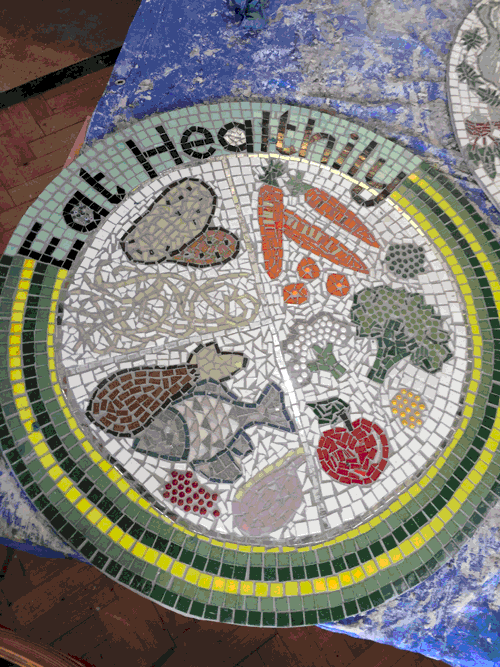Parkside Primary/ Healthy Eating Mosaics for Dining Hall