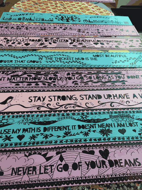 Parkside Primary School /  School Values painted panels project with year 5 pupil
