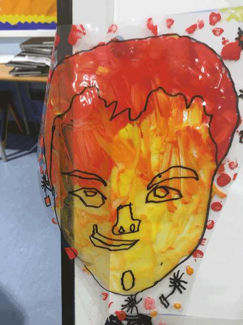 Plaistow Primary School/ Year 1 Self portraits on Perspex