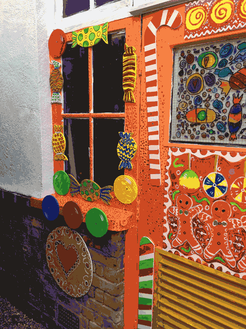 Chingford Infant School / Painted Story Doors Project for inner courtyard area of the school