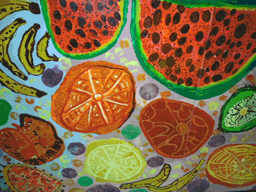 Painted Panels for School Dining Hall / Healthy Eating Focus