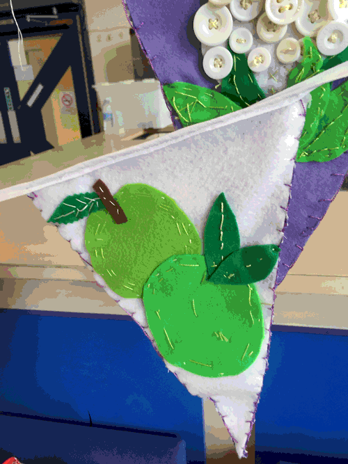 Parkside Primary/ Healthy Eating Sewn Bunting for Entrance Hall