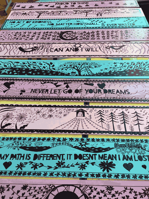 Parkside Primary School /  School Values painted panels project with year 5 pupils