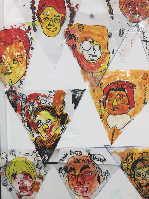 Plaistow Primary School/ Year 1 Self portraits on Perspex