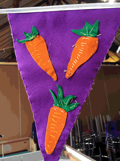 Parkside Primary/ Healthy Eating Sewn Bunting for Entrance Hall