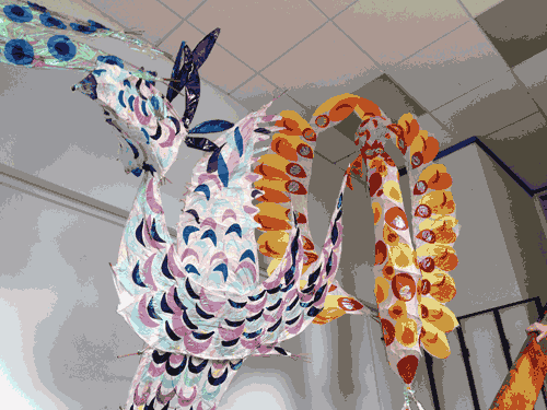 Mythical Birds Withie Sculptures at Buckhurst Hill Primary School