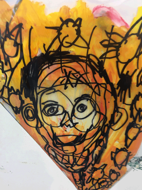 Plaistow Primary School/ Year 1 Self portraits on Perspex
