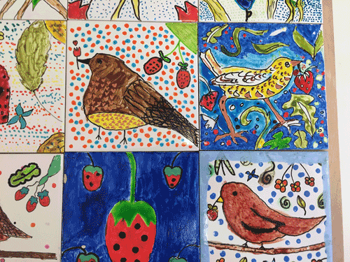 Putney High School /  William Morris Painted tile project with year 5 pupils