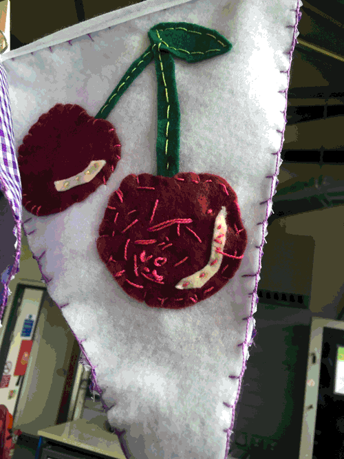 Parkside Primary/ Healthy Eating Sewn Bunting for Entrance Hall