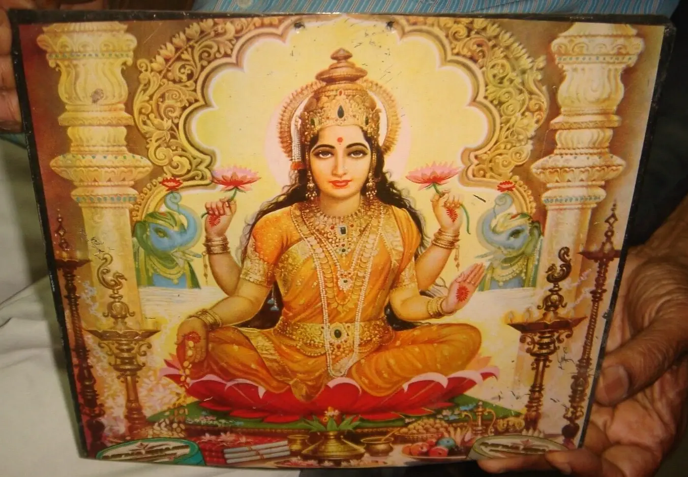 INDIA RARE - MAHALAXMI GODDESS PRINT ON TIN SIZE 9.1/2+ '' X 8.1/2 ''