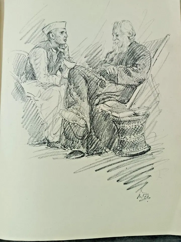 Thumbnail: VINTAGE THE APOSTLE OF PEACE BY M. R. ACHAREKAR 33 PENCIL SKETCHES PRINT 1956