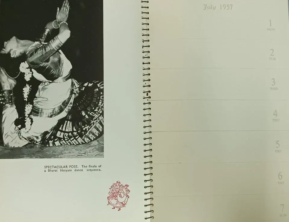 Thumbnail: INDIA VINTAGE PICTORIAL ILLUSTRATED DIARY 1957 BLANK DIARY WITH CALENDAR DATES
