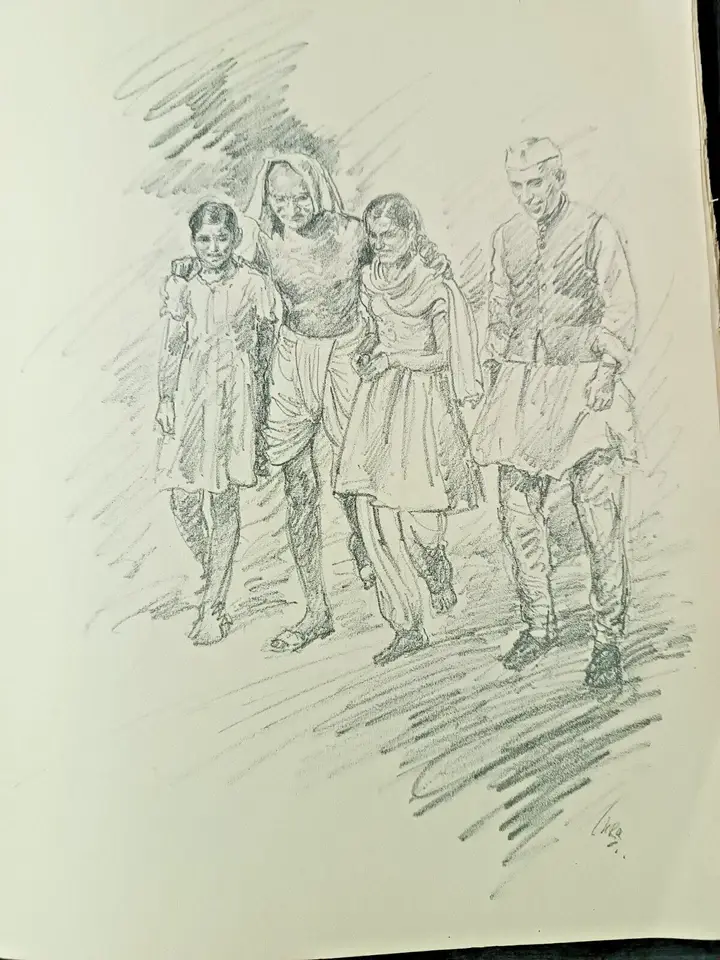 Thumbnail: VINTAGE THE APOSTLE OF PEACE BY M. R. ACHAREKAR 33 PENCIL SKETCHES PRINT 1956