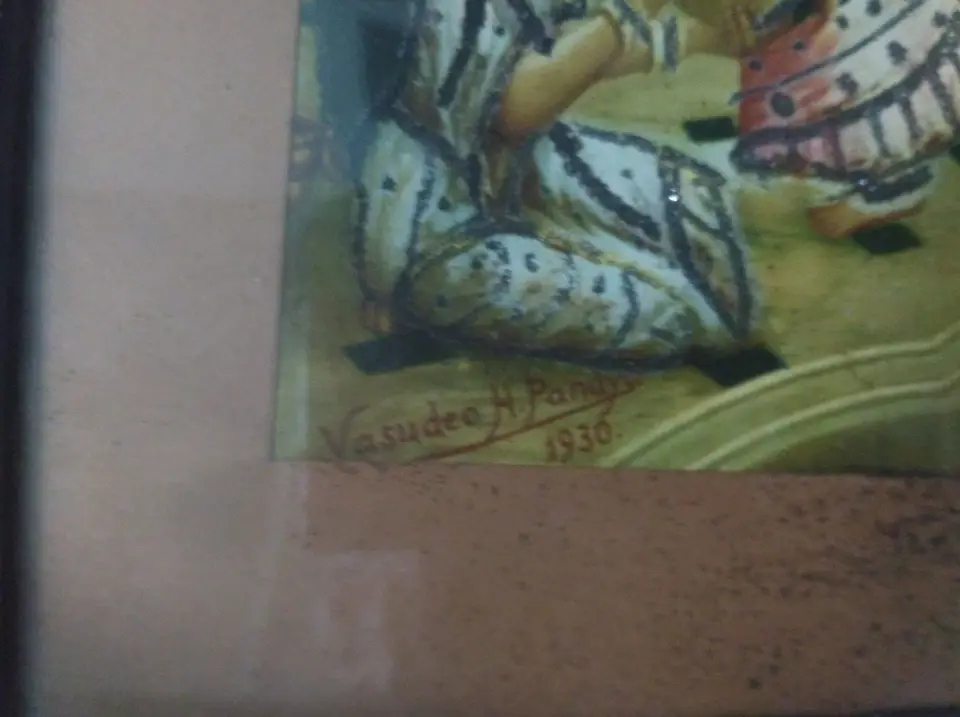 Thumbnail: VIN 1930 EMBELLISHED OLEOGRAPH KRISHNA HOLI GOPIES LITHO PRINT VASUDEV H PANDYA