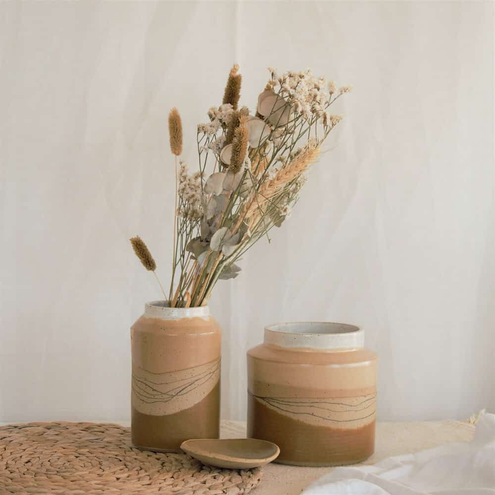 אגרטל מקרמיקה מוארך דגם נופי מדבר | אגרטלים מקרמיקה לבית