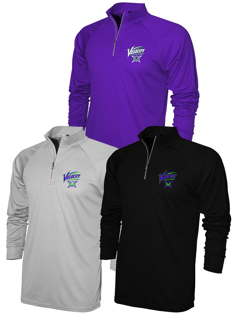 Thumbnail: Velocity Cheer 1/4 zip Pull Over - Performance Fabric - Adult and Youth
