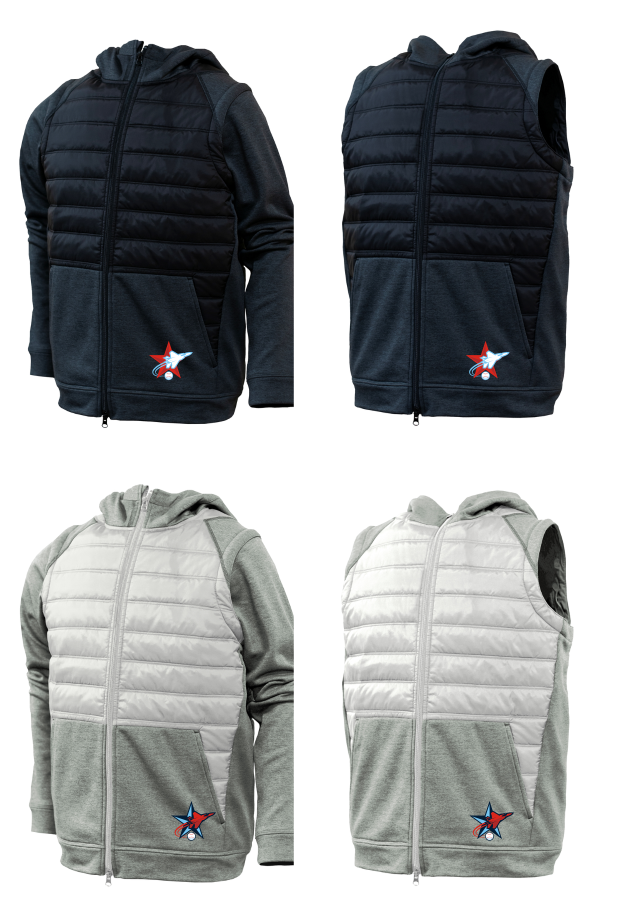 Aeros Baseball 2-1 Puffer vest/Jacket with removable sleeves
