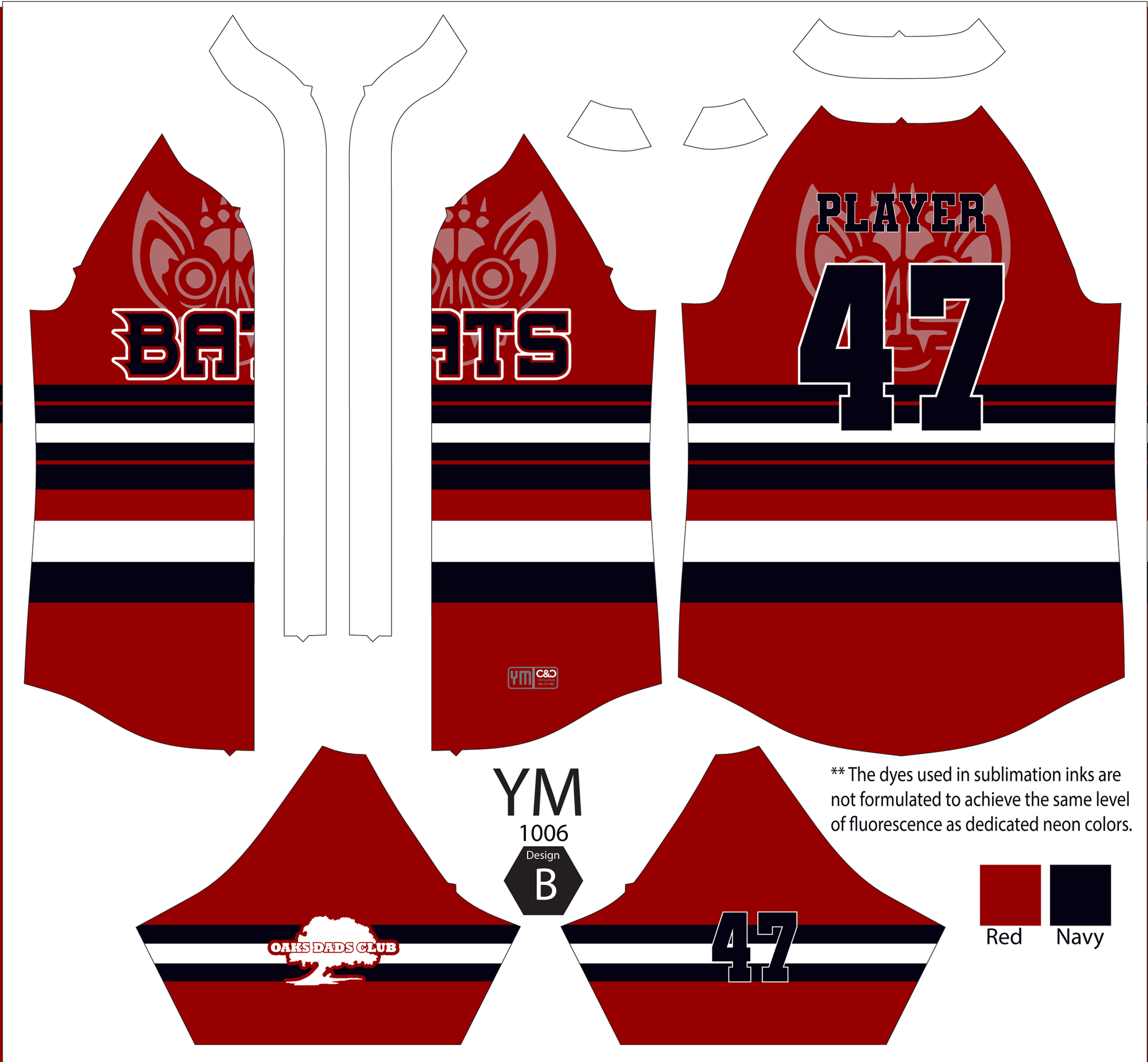 Bats Full Button Replica Jersey