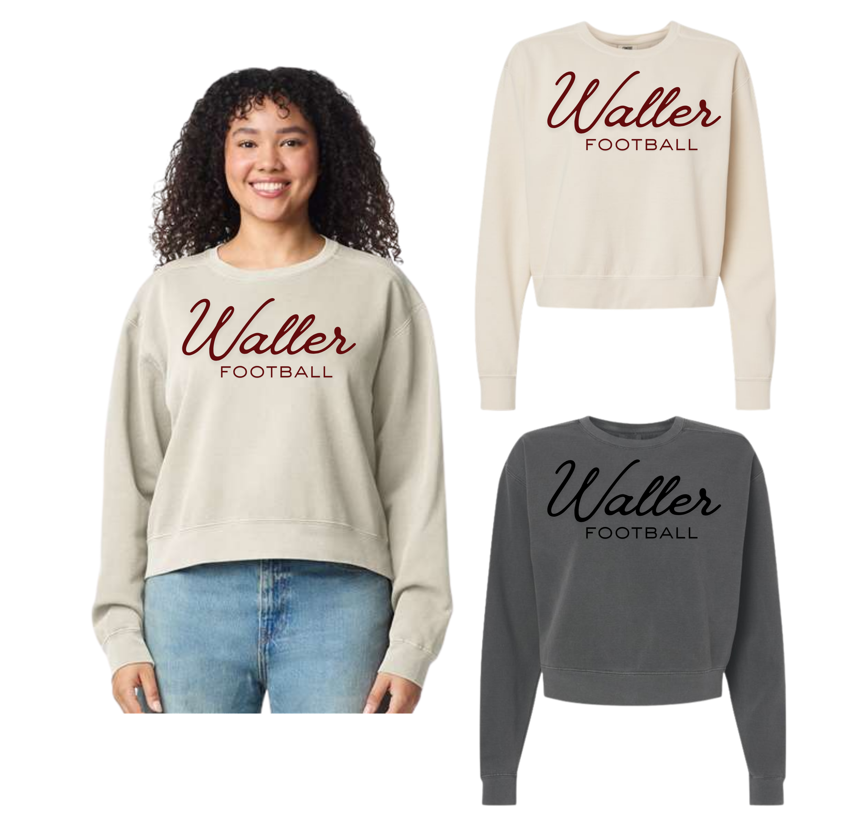 Custom Embroidered Comfort Colors Waller Football Boxy Sweatshirt