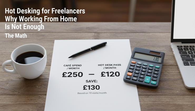 Top-down view of a simple cost comparison sheet with coffee and workspace items.
