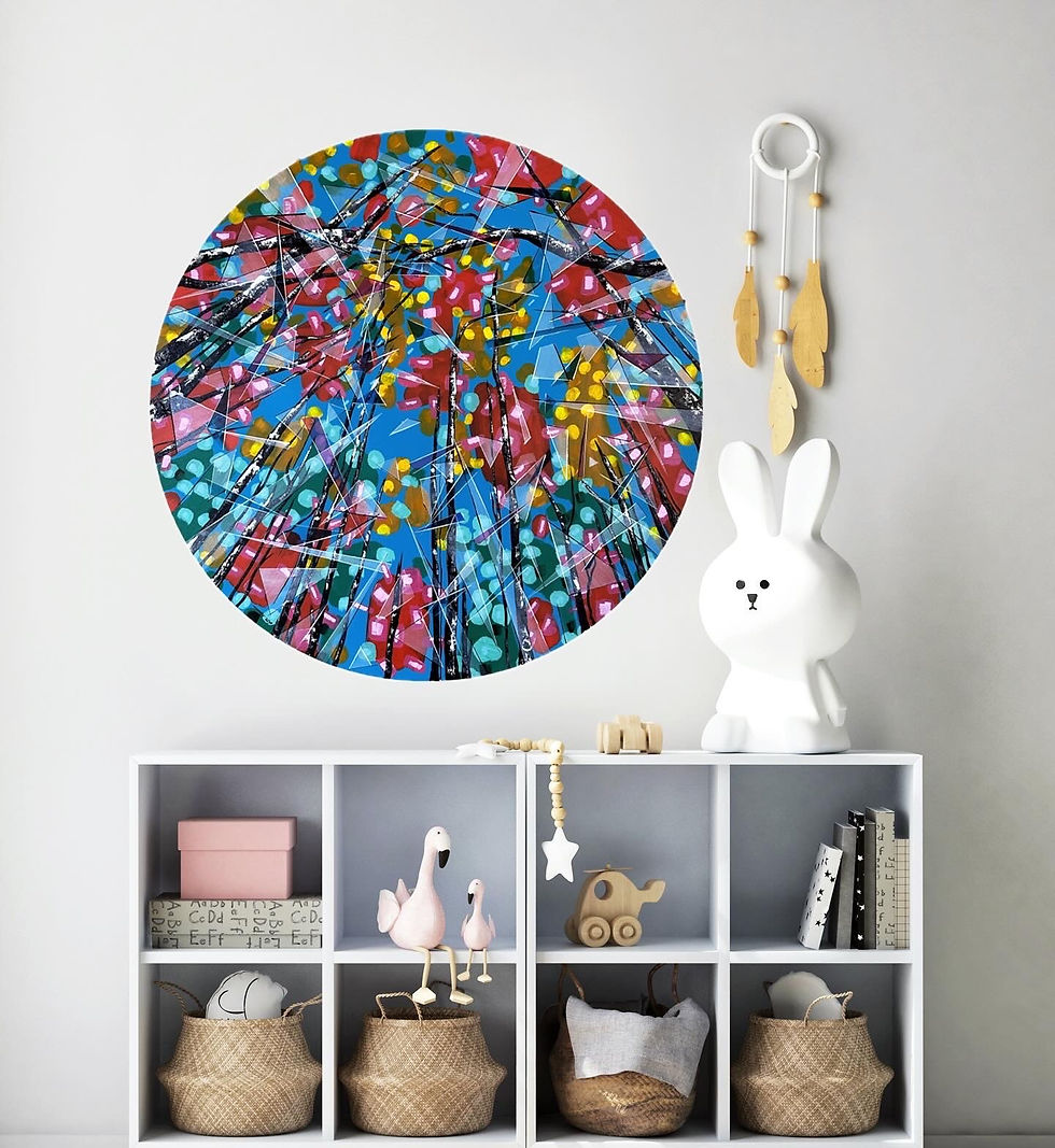 Thumbnail: Blossoms And Hues. 36 inch Diameter
