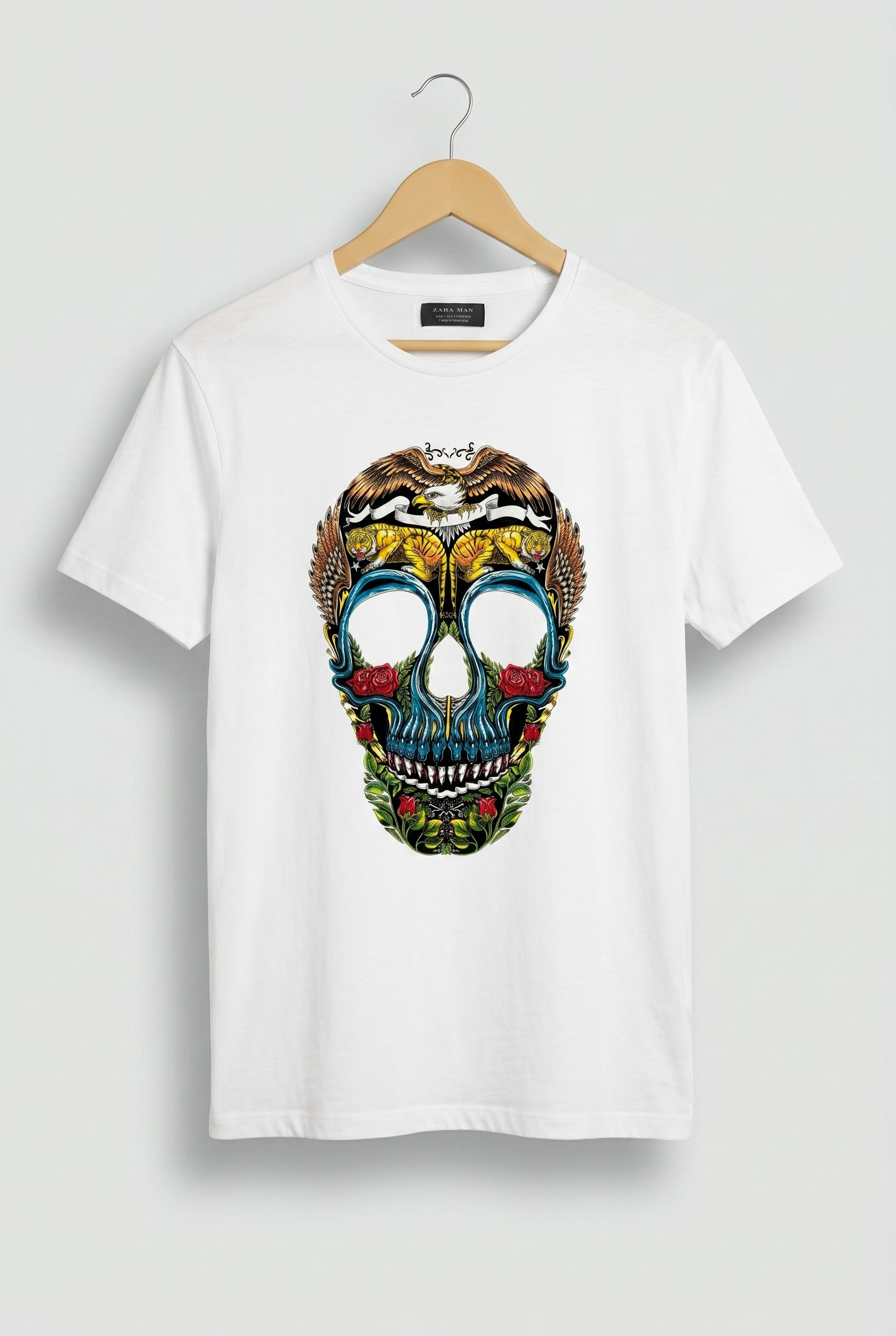 ZARA MAN White Graphic T-Shirt – Men’s Casual Wear | XS