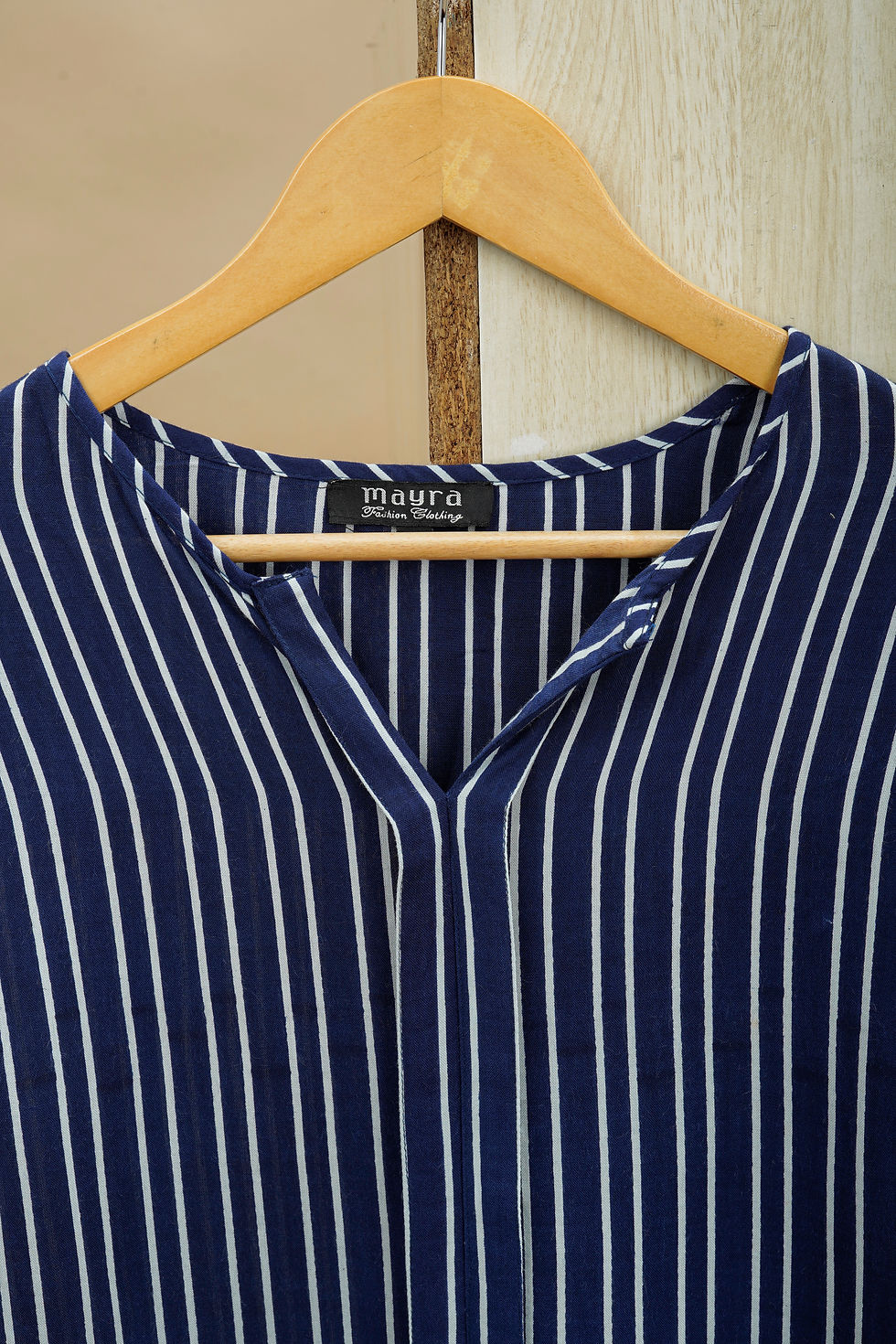 Thumbnail: Mayra Navy Blue & White Striped Top(L)