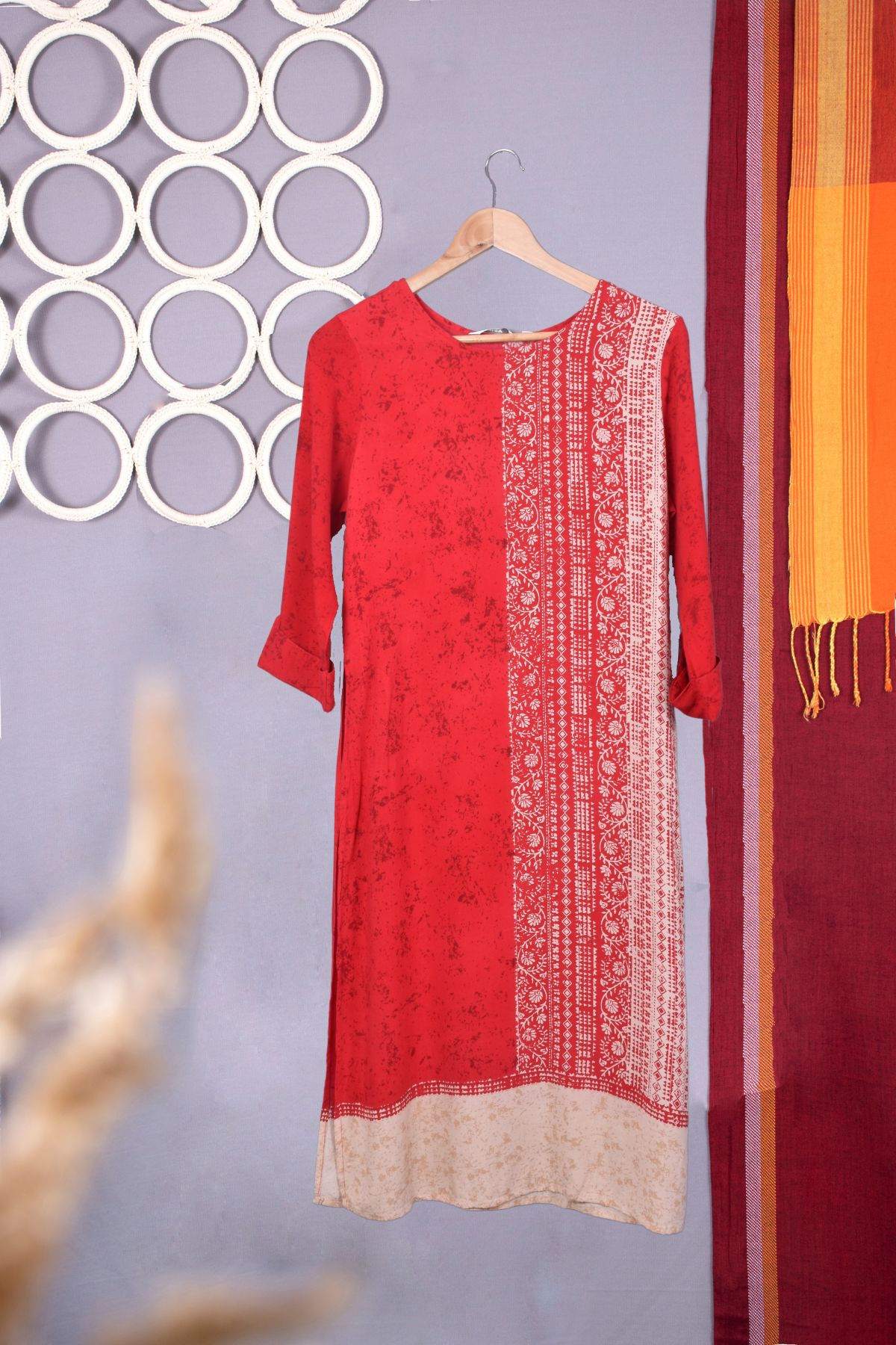 Max Red and Cream Kurta (M)