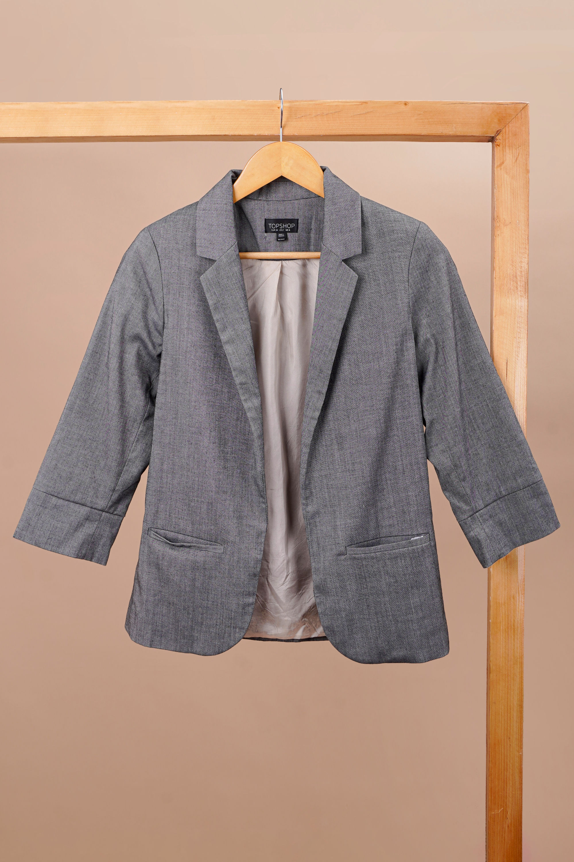 TOPSHOP Dark Grey Solid Blazer Coverup(S)