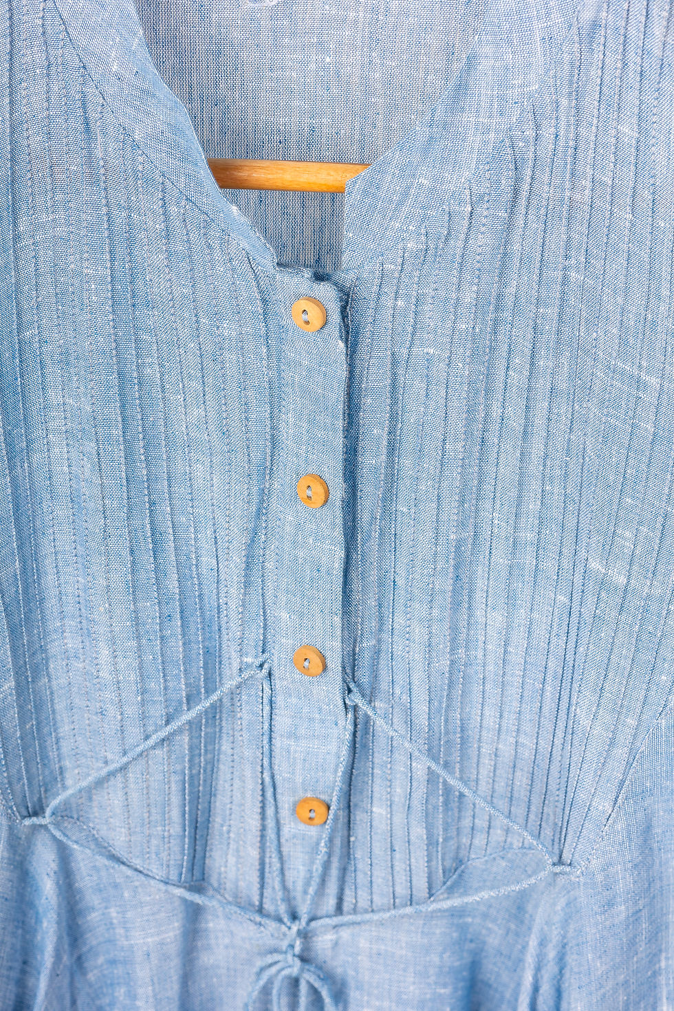 Thumbnail: AM Cerulean Linen Kurta with Pin Tucks(M)