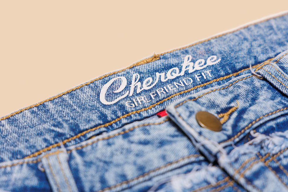 Thumbnail: CHEROKEE Trendy Frayed Blue Skinny Jeans(32")