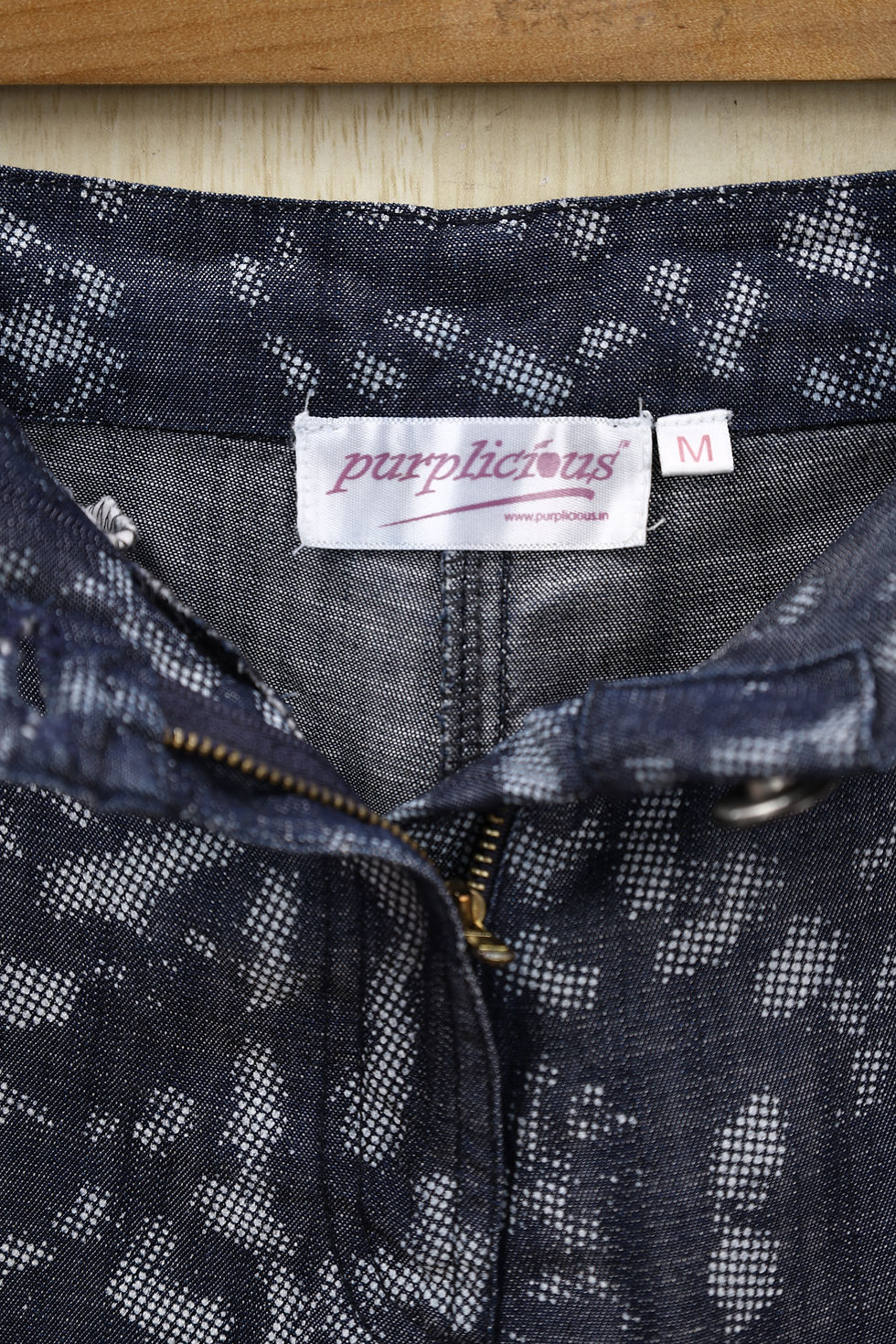 Thumbnail: PURPLICIOUS Slate Blue Printed Denim Shorts(M)