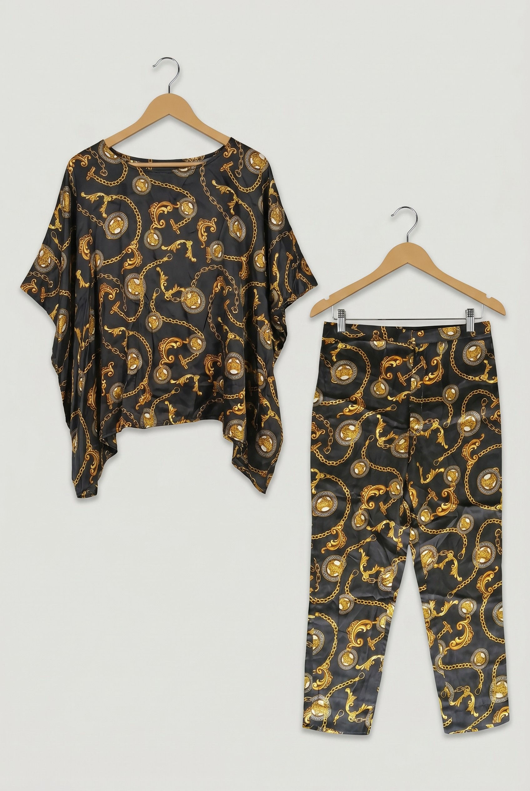 Black Printed Kaftan Co-Ord Set – Women’s Casual Wear | XXL