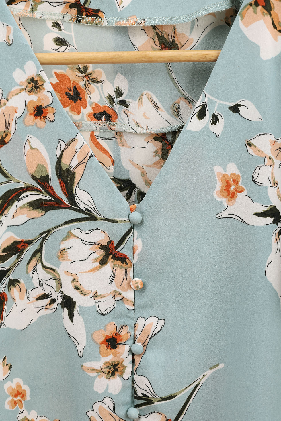 Thumbnail: Aqua & Multi Floral Frill Sleeve Top(XXL)