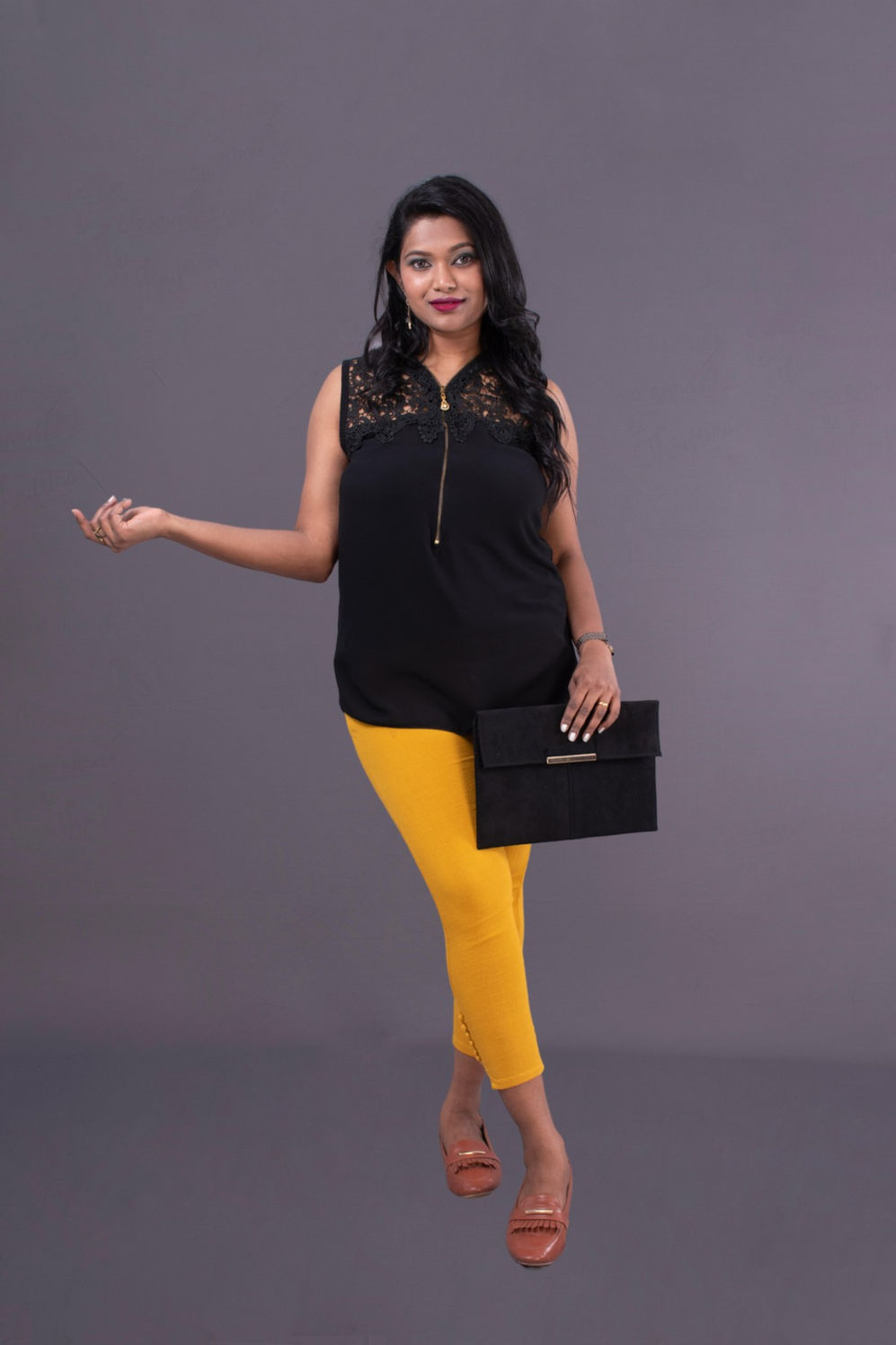 Black Lace Top (S)  (Note: The Model wear size S-M)