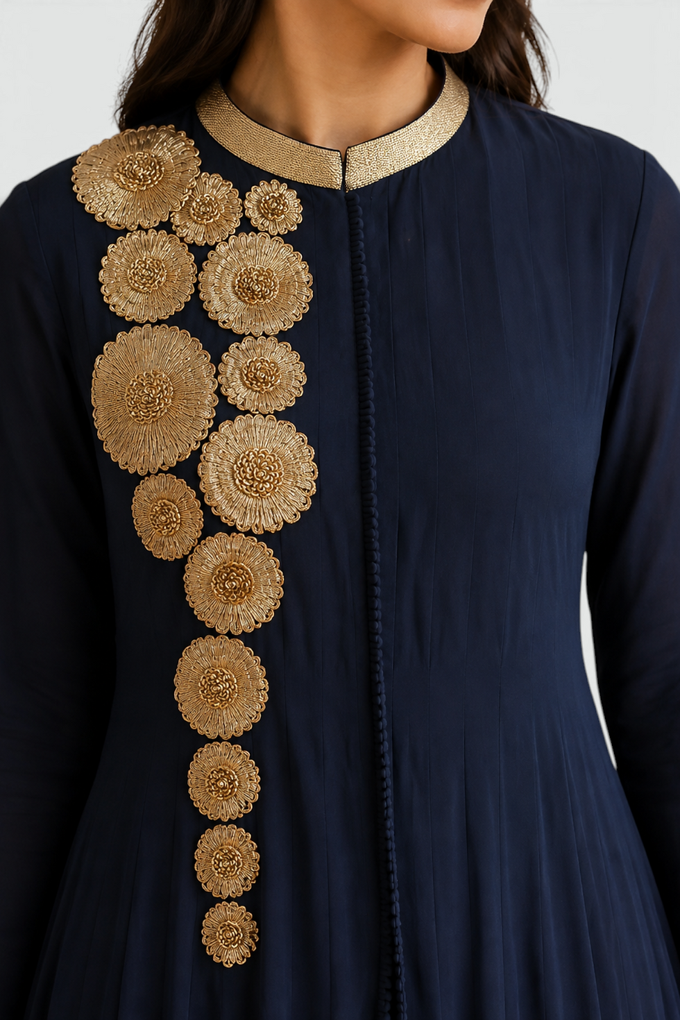 Thumbnail: Navy Blue Embroidered Anarkali Kurta – Women’s Ethnic Wear | S