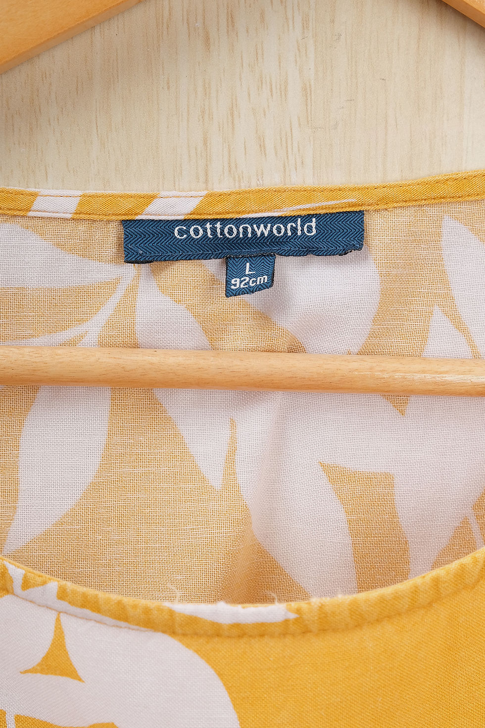 Thumbnail: COTTONWORLD Mustard & White Printed Round Neck Top(XXL)