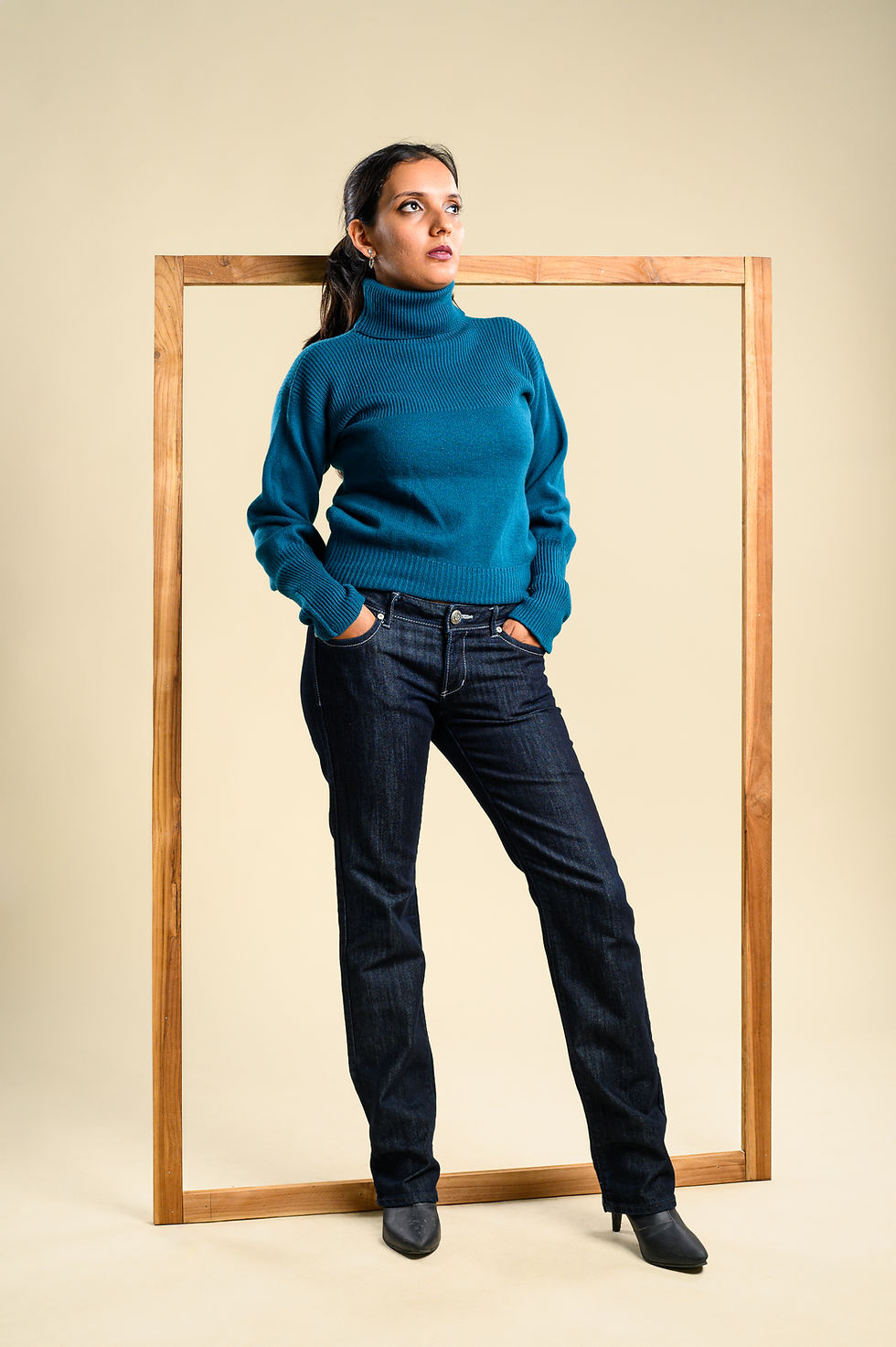 Thumbnail: CHARIVARI Cobalt Teal Knit Polo Neck Top(S)