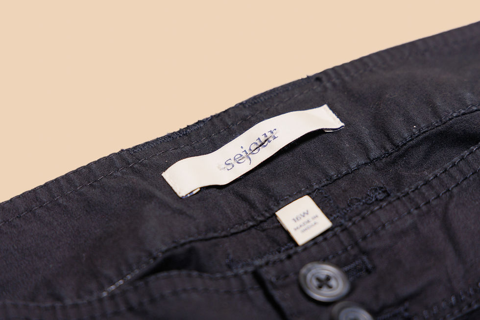 Thumbnail: SEJOUR Black Straight Cargo Pants(38")