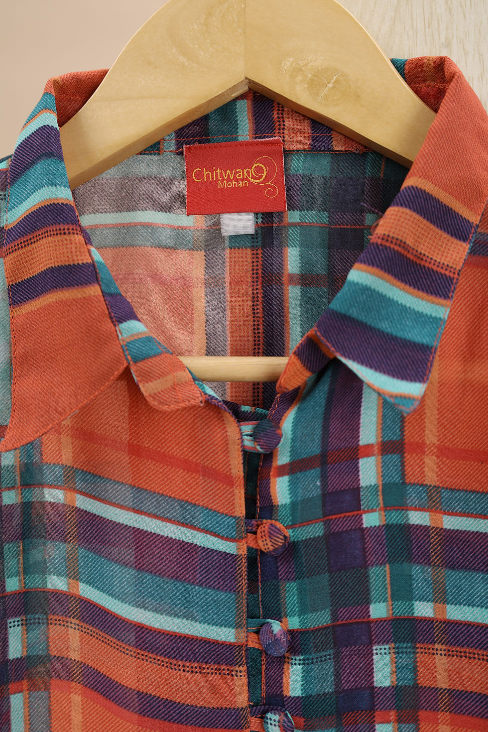 Thumbnail: CHITWAN Grapefruit & Multi Checked Top(S)