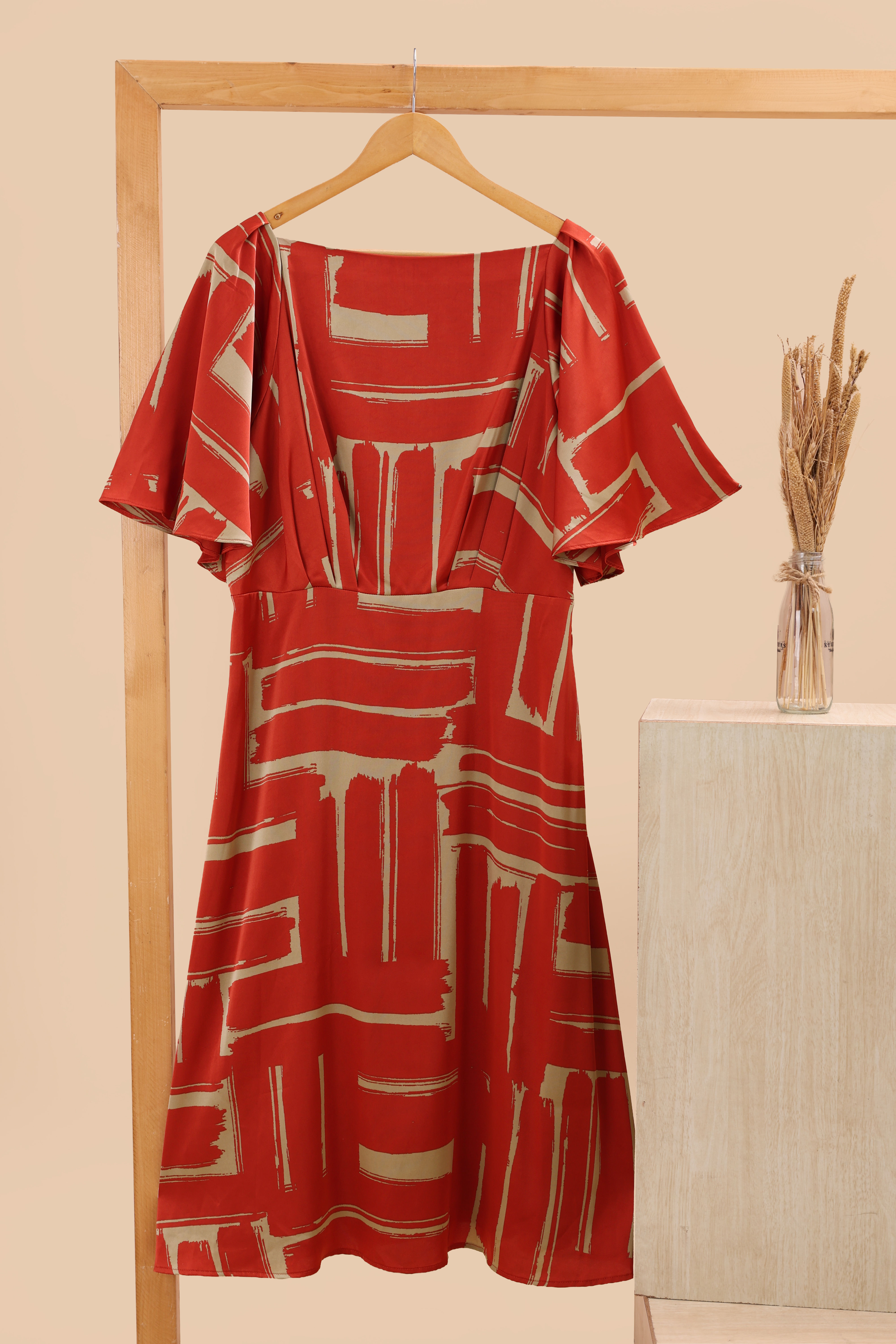 BANANA REPUBLIC Grapefruit Abstract Dress(XL)