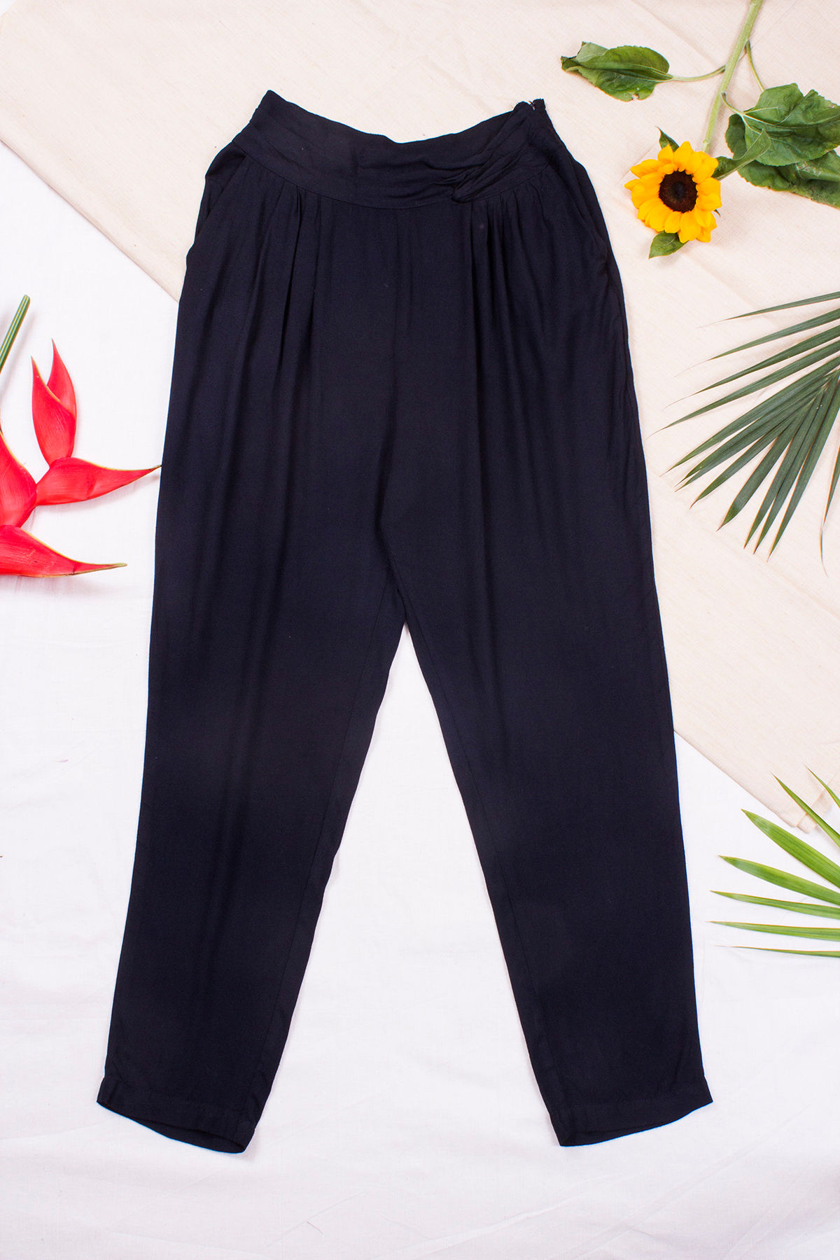 QUIERO Black Harem Pants with Waist Detail and Pockets (30")